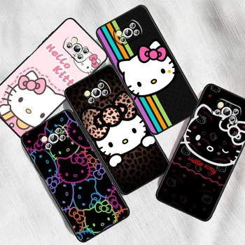 Карикатура на Hello Kitty Sanrio За Xiaomi Mi Poco F5 F4 F3 F2 X5 X4 X3 M5 M6 M5S M4 M3 C40 Pro GT NFC 5G Black Калъф За вашия Телефон