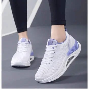 Новост В женските маратонки, тенис мрежа, удобни ежедневни спортни обувки с дебела подметка