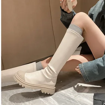 Нови тежкотоварни обикновена модни дамски обувки с дебела подметка, есенно-зимни ежедневни удобни и Елегантни обувки на нисък ток