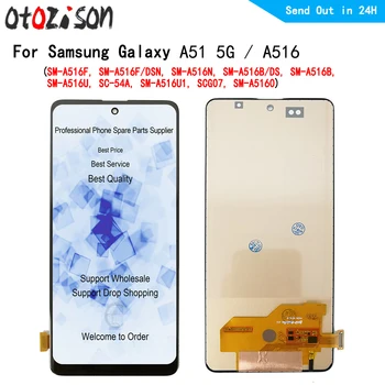 AMOLED дисплей За Samsung Galaxy A51 5G SM-A516B A516U A516F A516N LCD дисплей Със Сензорен панел Дигитайзер С Рамка при събирането На