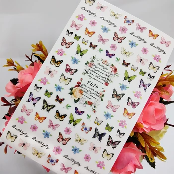 3D Стикер За Дизайн на Ноктите Фолио Красива Пеперуда Цветни Рози за Декорация на Нокти Плъзгачи Лигав Дизайн на Аксесоари За Маникюр