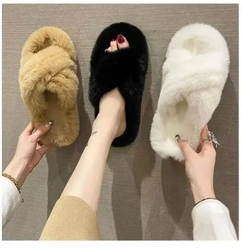 Плюшен обувки 2023, Нова Дамски обувки в корейски стил, есенно-зимна Домашна топли Зимни обувки, Скъпа однотонная
