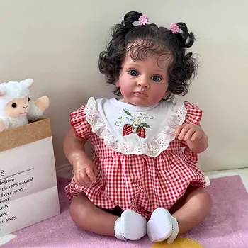 60 СМ Возрожденный Дете Tutti От Тъмно-Кафява Кожа Новородено Момиче Кукла Реалистична Мека На Допир Висококачествено 3D-Художествена Кукла