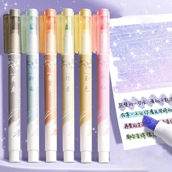 6шт пури в ограничени бройки блестящи маркери Сладки Цветни химикалки Връхчета за записи САМ Списание Планер Инструменти за рисуване на Графити Канцеларски материали