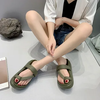 Лято 2023, Нова дамски обувки модерен дизайн в Корейски стил, нескользящие плажни чехли на дебела подметка, Дамски обувки Zapatos De Mujer
