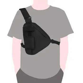 Черна триъгълна нагрудная чанта през рамо с регулируема каишка - универсална малка чанта през рамо за колоездене, спорт, обучение