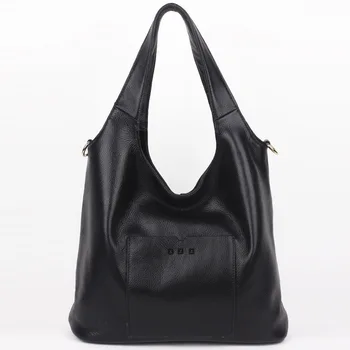 Чанти-тоут за жени, луксозна дизайнерска чанта, дамска чанта от естествена кожа, черен, сив