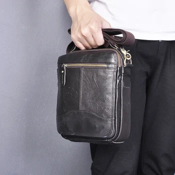 Оригинална мъжка мода ежедневна чанта-тоут от естествена кожа, дизайнерска чанта за чанта през рамо, с 8-инчов таблет, за мъже от 145-c