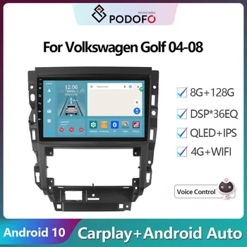 Podofo 2 Din Android10 Радиото в автомобила Multimidia Видео За Volkswagen 04-08/Golf 04-06 GPS Навигация 2din Carplay Auto Стерео уредба,