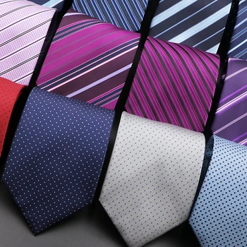 Нов мъжки модерен вратовръзка от полиестер, лилави райета и вратовръзки, бизнес риза за сватбени партита, вратовръзки за костюми, вратовръзка, аксесоари за неофициално облекло, подаръци
