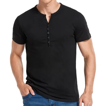 2023 Европа и Съединените Щати трансграничная Amazon лятна нова мъжка риза Henry с къс ръкав, мъжки однотонная тениска, топ