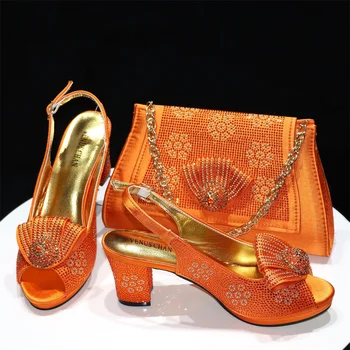 Комплект дамски обувки и чанти Doershow Високо качество На Африканския стил, най-Новият Комплект Италиански обувки и чанти и лилаво За парти HRE1-17
