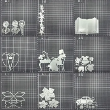 3шт. Дамски прическа Книга с пентаграммами под формата на животни, лък във формата на сърце, метални щанци за рязане, щанцоване, албум за scrapbooking 