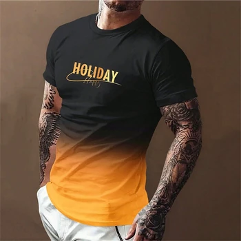 Мъжка тениска С 3D-принтом В Ретро стил, Тениска с писмото принтом 2023, Лятна Тениска Оверсайз За мъже, Модни Топове С кръгло деколте И къс ръкав