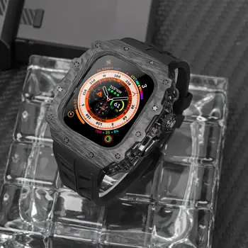 AP министерството на отбраната Kit Премиум-калъф от естествена Въглеродни Влакна за Apple Watch Серия 9 8 7 6 5 4 SE с Ультрафторопластовым Каишка с Папийонка и катарама