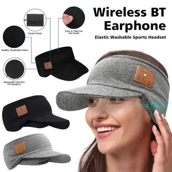 Нова Еластична Спортни Слушалки Безжични Bluetooth Слушалки Музикална Бейзболна Шапка Мека С Микрофон За Дишаща Шапка-Чадър
