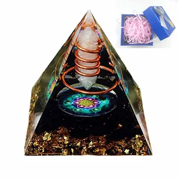Пирамида от естествен Оргонита, Лечебни Кристали, Генератор на Енергия, Мултипликатор Чакра на Рейки, Orgon, Бял Кристал, Камък за медитация