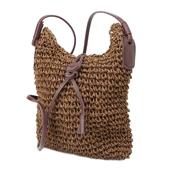 Дамски чанта през рамо, слама плетени чанти-тоут, дамска плажна чанта-скитник, нова директна доставка