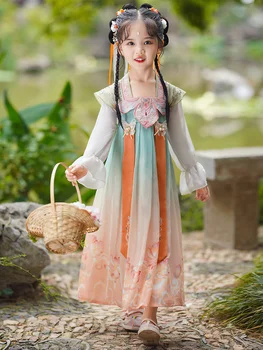 Китайски традиционен женски костюм Ханьфу, рокля на древната династия Хан, на Източното принцеса рокля, елегантни дрехи за танци на династията Танг