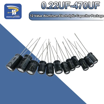 120шт 12-цифрен комплект 0,22 ICF-470 UF Комплект Алуминиеви электролитических кондензатори 16-50 В 0,47 ICF 4,7 ICF 1 ICF 2,2 ICF 10 ICF 33 ICF 100 UF 220 ICF