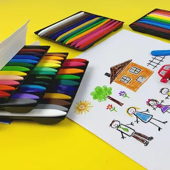 Восъчни пастели Водоустойчив триъгълни моливи за деца от предучилищна възраст Наситени цветни мини-карандашные пръчки ультралегкие ученически пособия