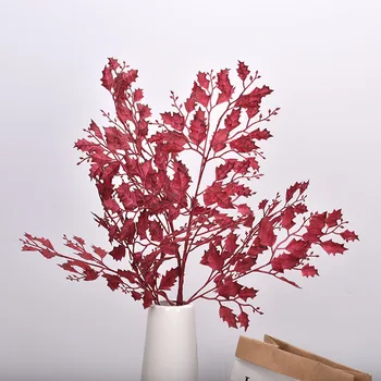 5 Вилици Нов стил имитации на кленов лист Растение Имитация украса на хола Имитация на цвете, Дърво Подходящите материали
