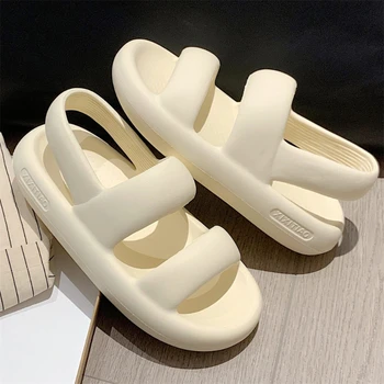 Дамски сандали на среден ток и платформа 2023 Лятна дамски обувки Мека подметка EVA Водоустойчиви леки плажни сандали De Mujer